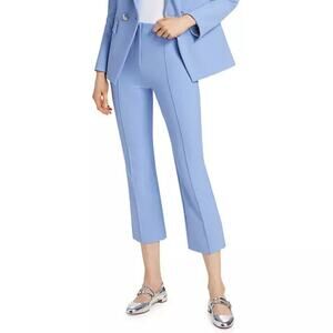 Veronica Beard Jaya Crop Pants NEW Lake Blue Pintuck Stretch Crop Trousers 4